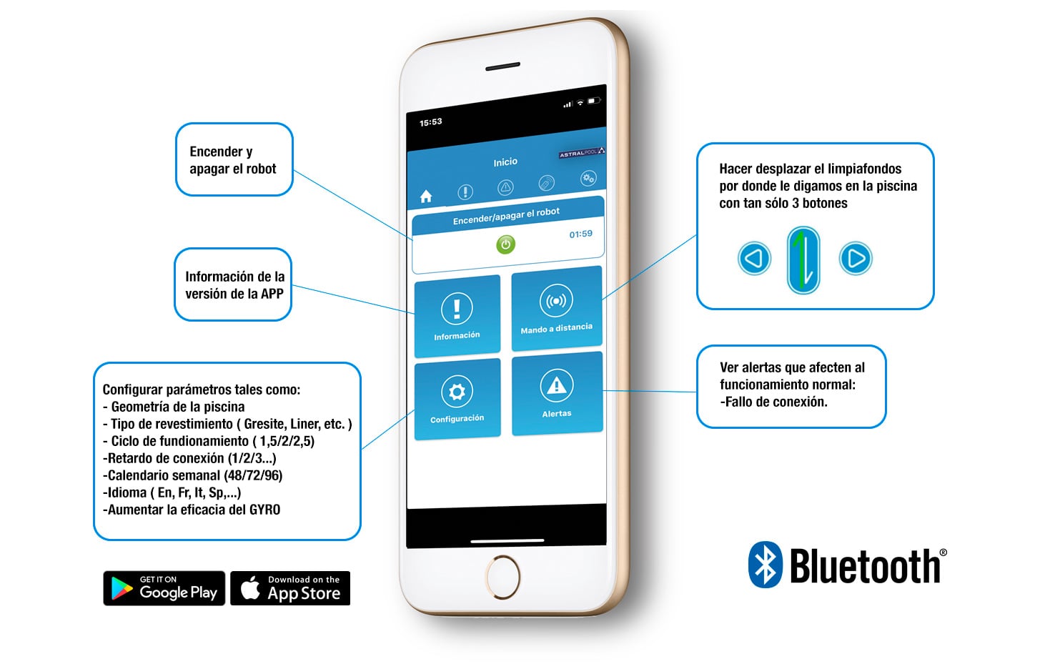 App Móvil Astralpool RC para limpiafondos M12 