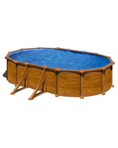 Piscina desmontable Gre Ovalada Mauritius aspecto madera