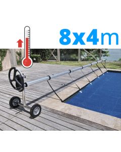 Pack manta térmica verano + enrollador piscinas 8x4 m SCP