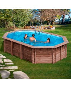 Piscina de madera Sunbay Macadamia ovalada 632x335x130 Gre