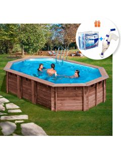 Piscina de madera Sunbay Macadamia ovalada 632x335x130 Gre