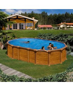 Piscina desmontable Gre Ovalada Amazonia aspecto madera