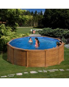 Piscina desmontable Gre Redonda Sicilia aspecto madera