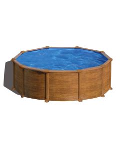 Piscina desmontable Gre Redonda Mauritius aspecto madera