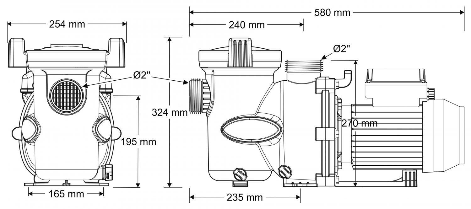 Esquema de dimensiones de bombas flopro tm 