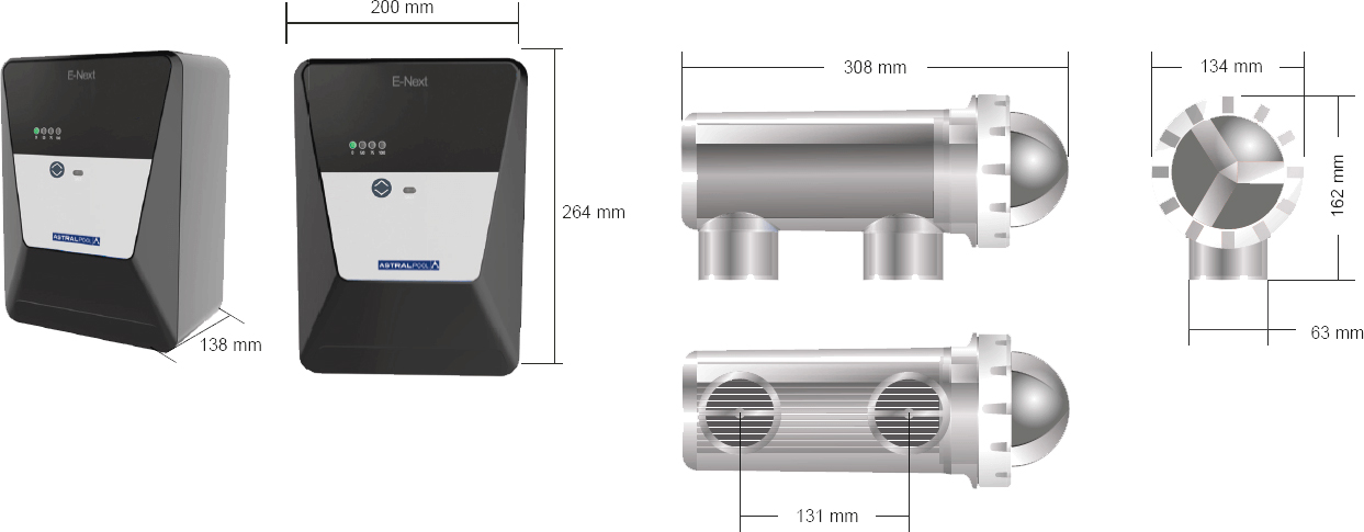 Dimensions Astralpool E-Next Salt Water Chlorinator