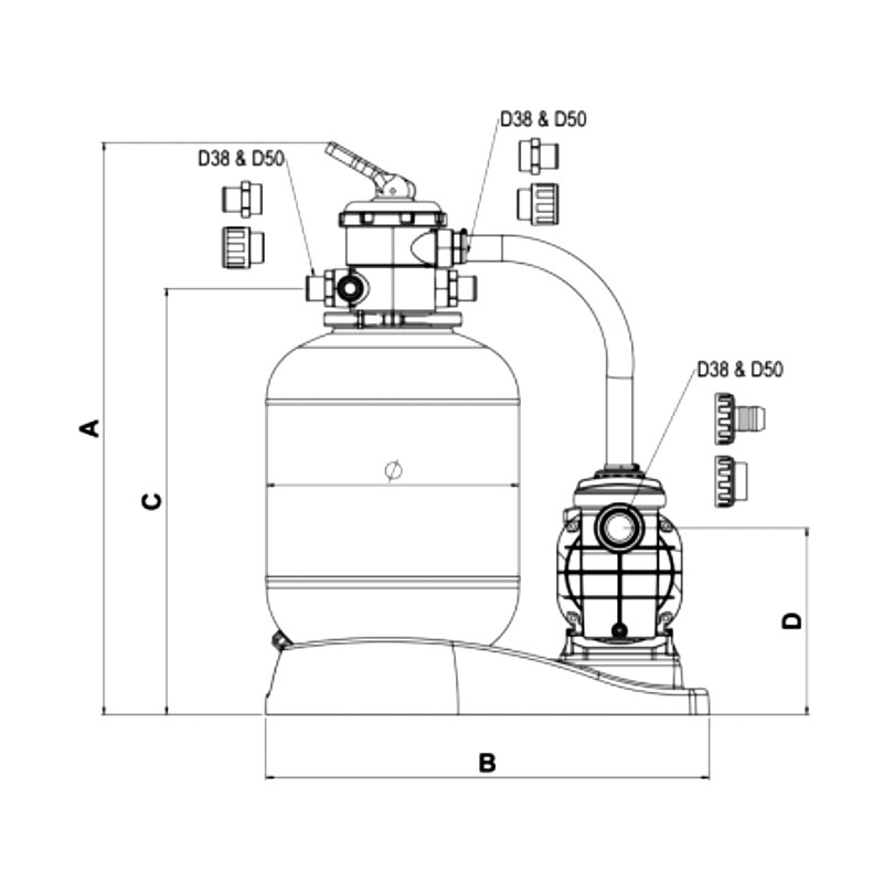 AstralPool Galactic Monobloc Filter Measures