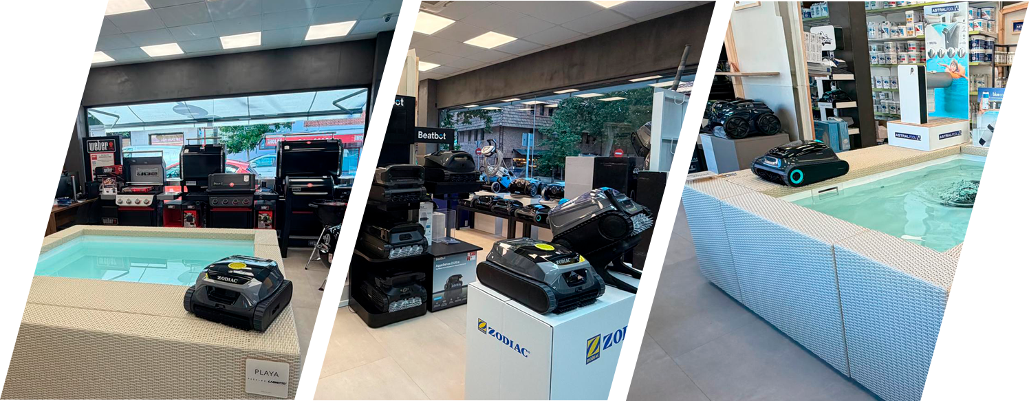 Showroom Piscinas Ferromar, Limpiafondos, Cloradores Salinos, Bombas de Calor, Barbacoas Weber