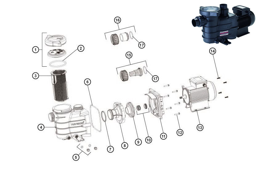 spare parts Hayward PowerfloII Pumps