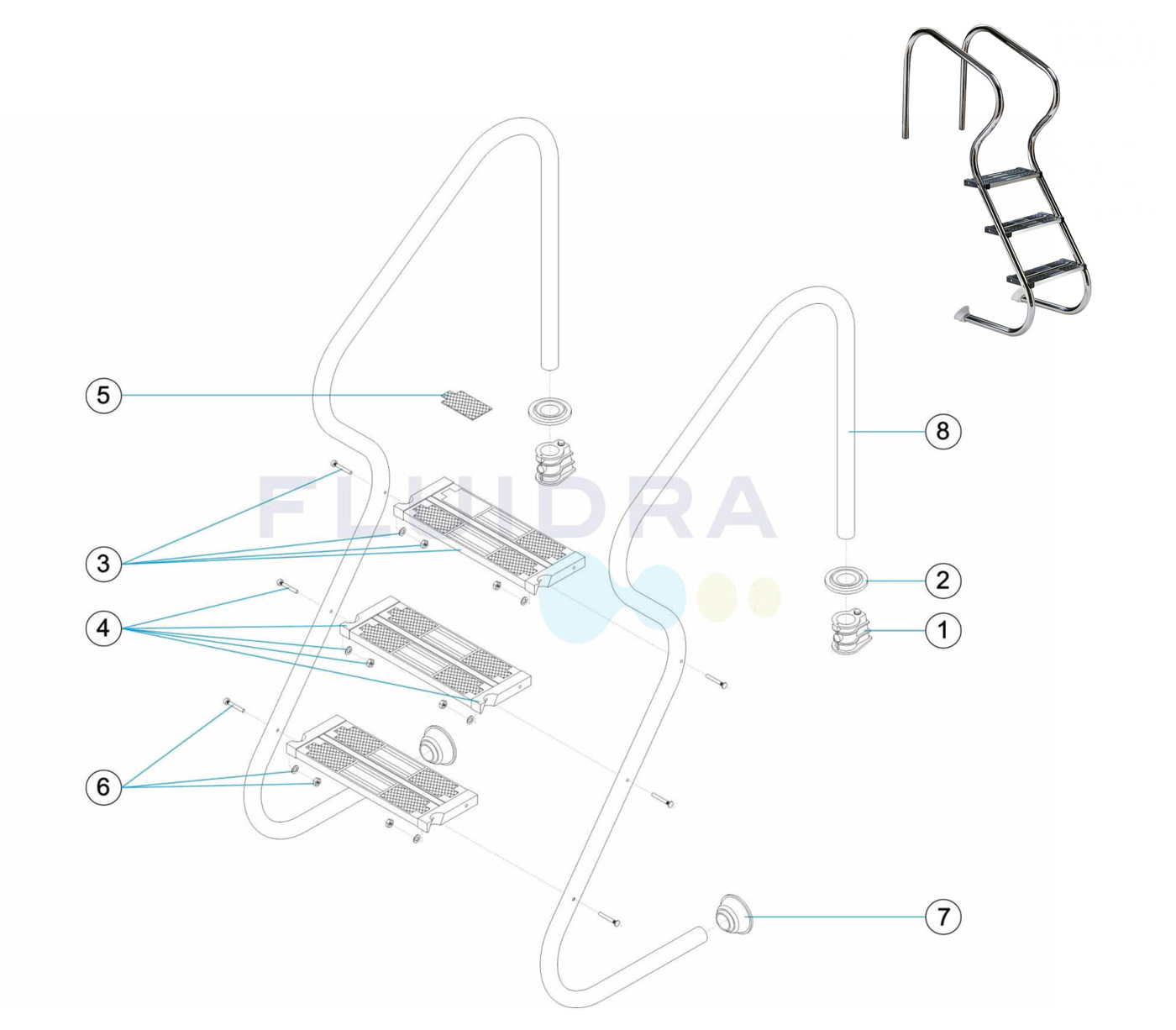 AstralPool easy access ladder spare parts
