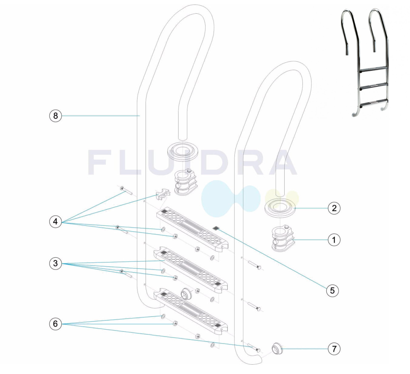 Spare parts for standard mixed ladder astralPool