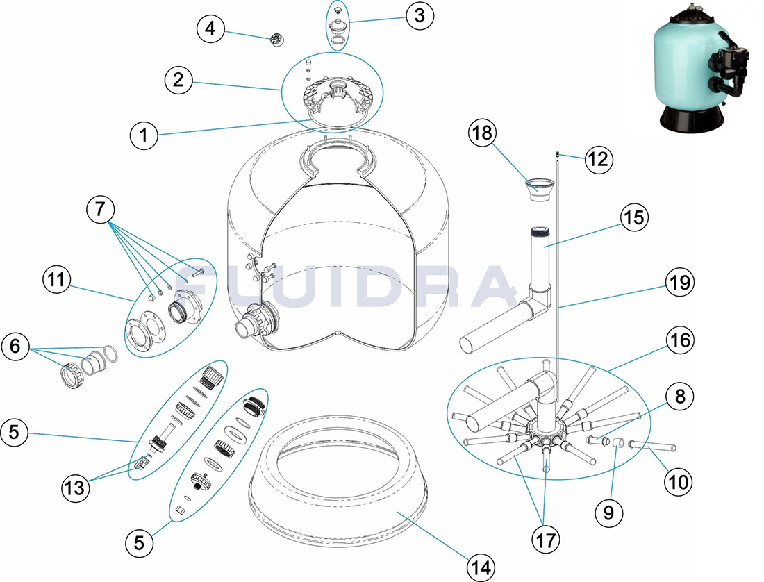 Spare parts filter Berlin D. 900 AstralPool