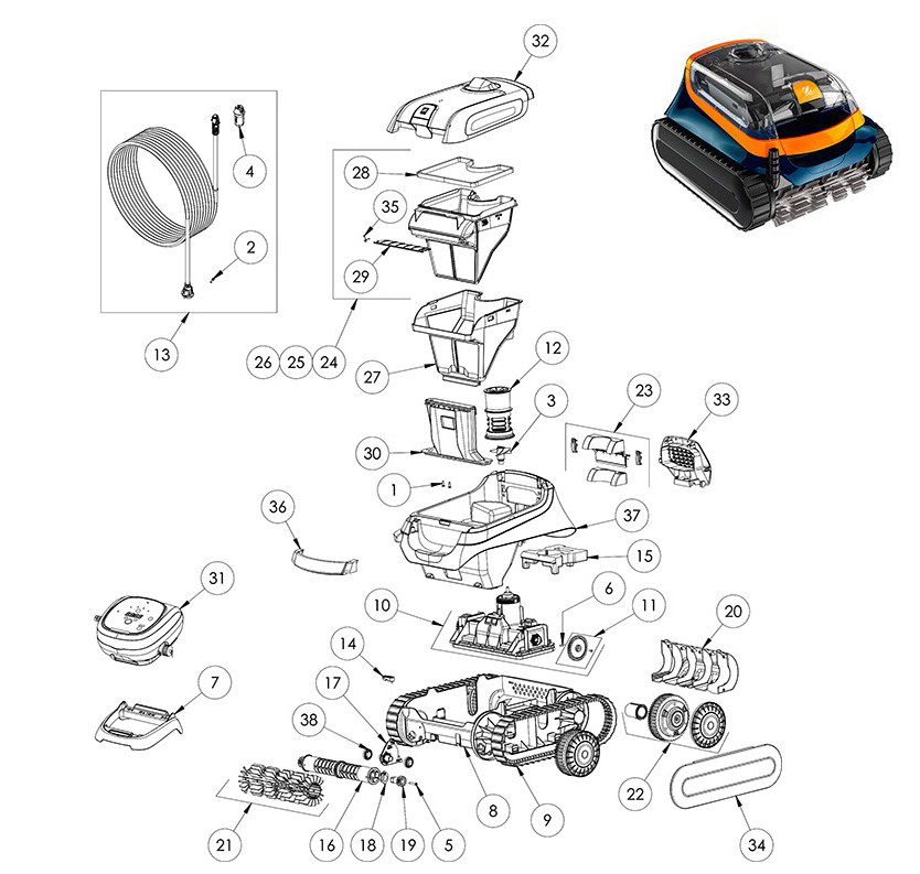 Zodiac XA 2095 spare parts