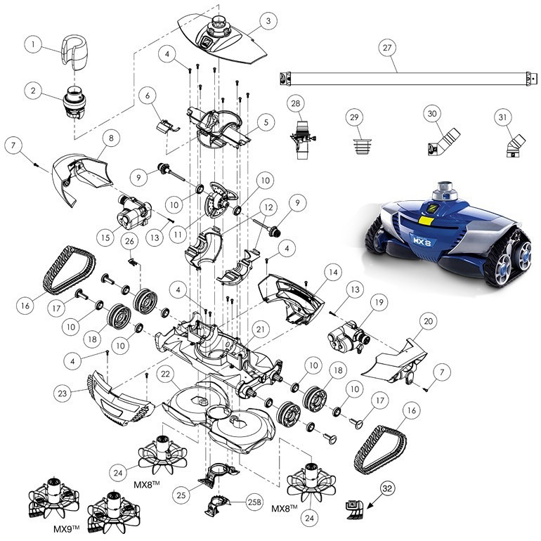 Zodiac MX8 spare parts