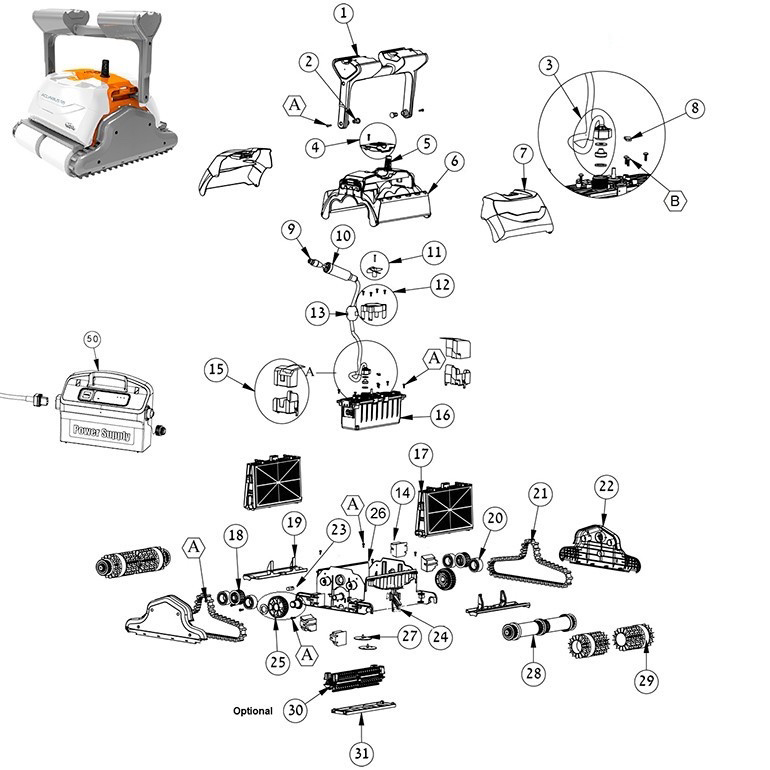 dolphin r5 pool cleaner parts