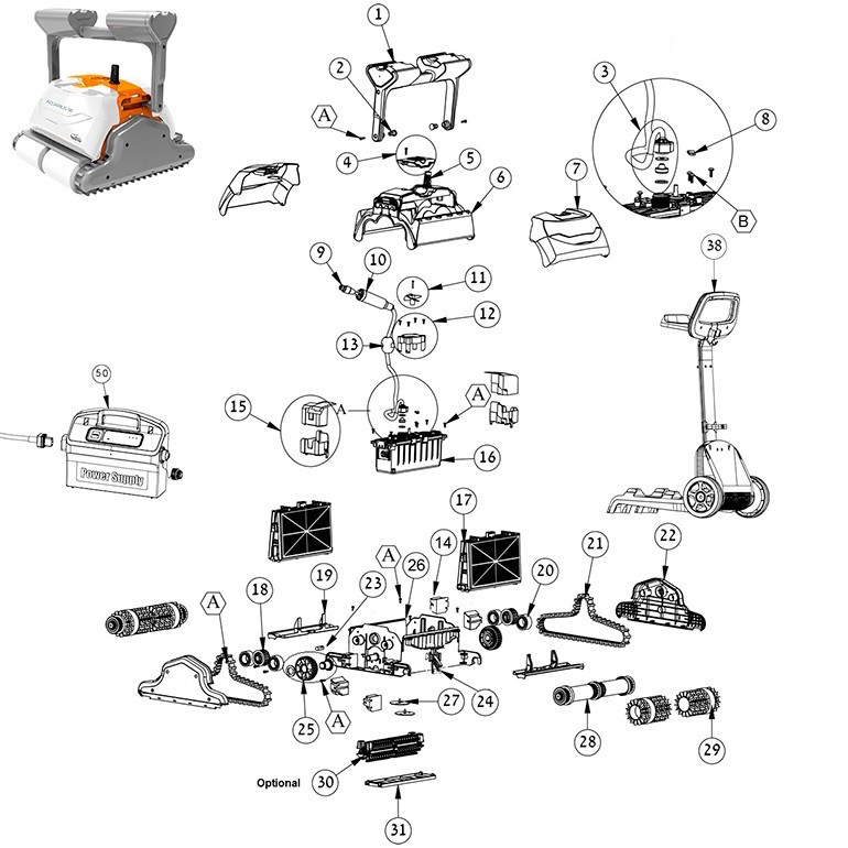 dolphin acuariur r6 pool cleaner parts