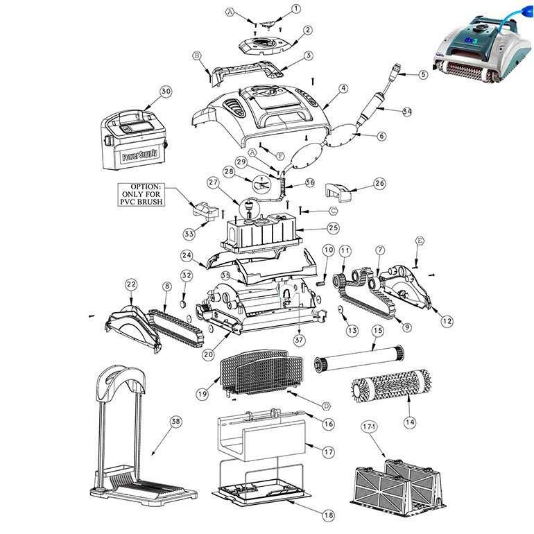 dolphin dx3 pool cleaner spare parts