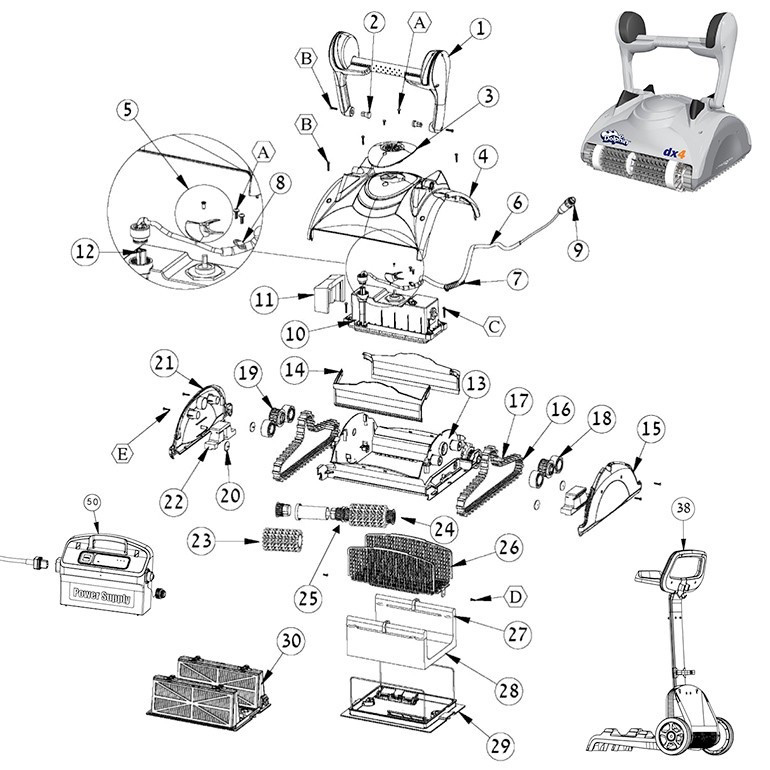 dolphin dx4 pool cleaner spare parts