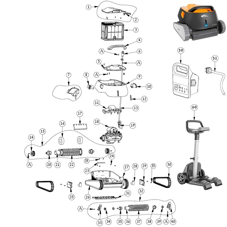 Dolphin E40i cleaner spare parts