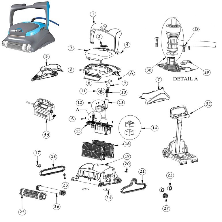 Dolphin Zenit 15 pool cleaner parts