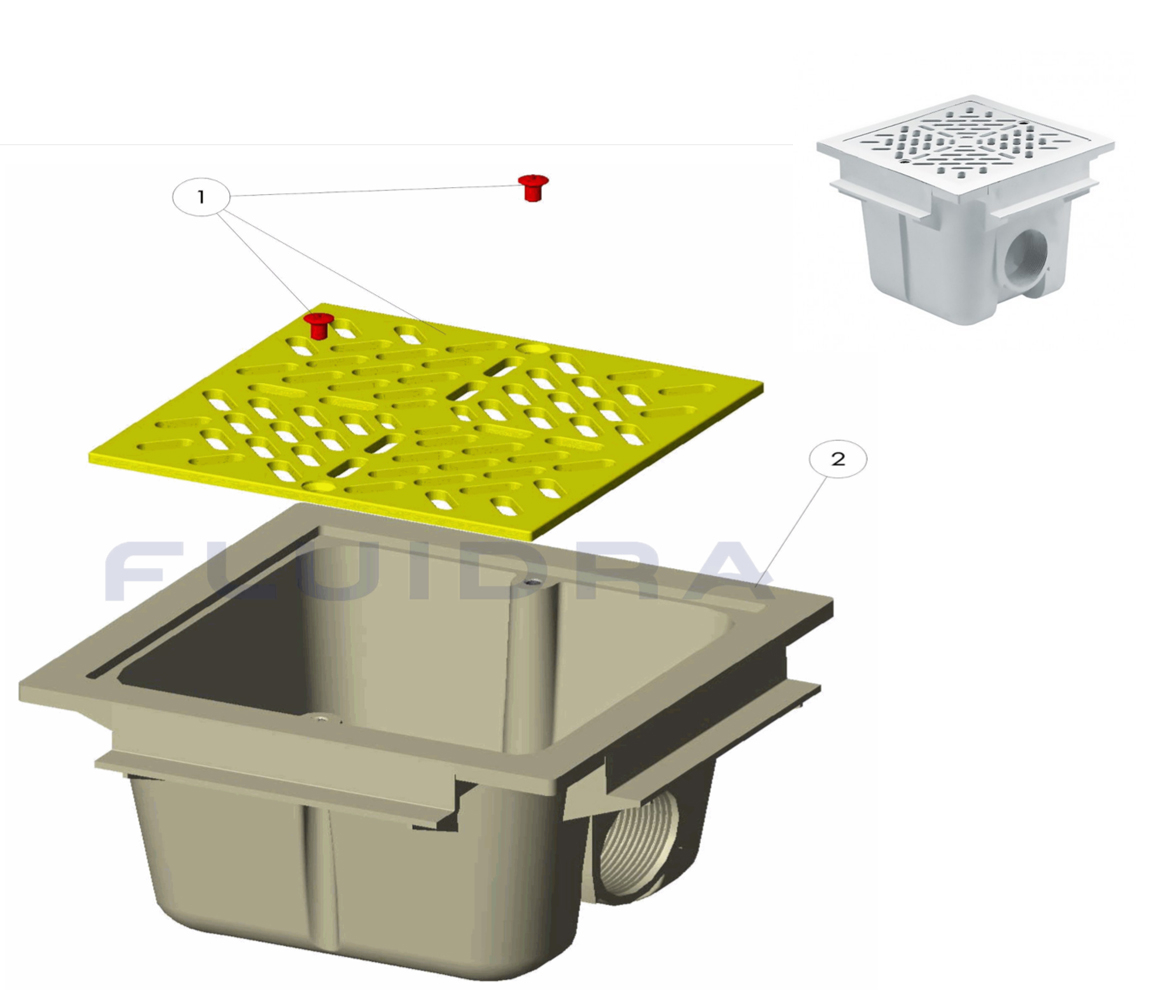 Drain with ABS grating square 210 mm x 210 mm AstralPool 00258