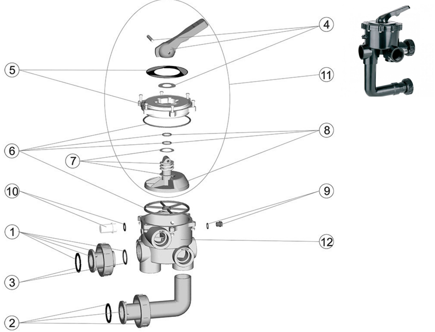 Spare parts for selector valve 1½" screws