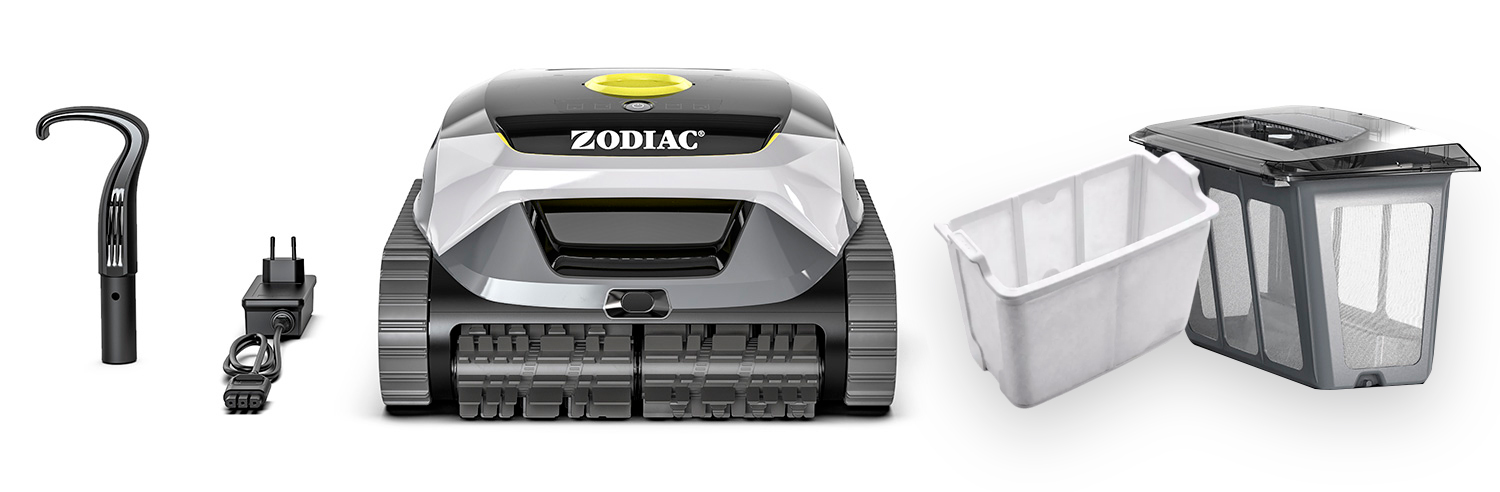 Zodiac Freedom Lite, robot limpiafondos SIN CABLES con Doble filtración, cargador y Gancho universal